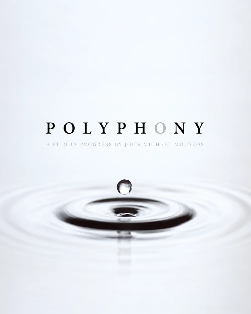 Polyphony poster — a single drop of water rippling on a white surface